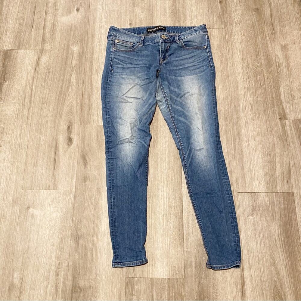 Express Jeans Medium Wash Low Rise Skinny Jeans Women’s Size 8